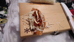 20210504_奥只見丸山スキー場　昼食のオイルサーディン（トマト味）のサンドイッチ